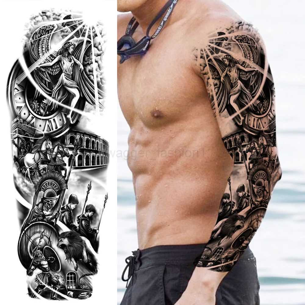 DIY Tribal Totem Full Arm Temporary Tattoo Sleeve For Men Women Adult Maori Skull Tattoos StickerBlack Fake Tatoos Makeup ToolsB240711