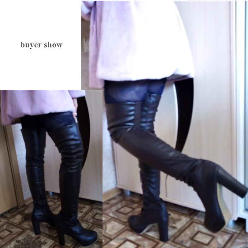 2025 new Thigh Black Boots Women Platform Sexy Soft Stretch Over-the-Knee Boot High Heels Designer Long Shoes Lady