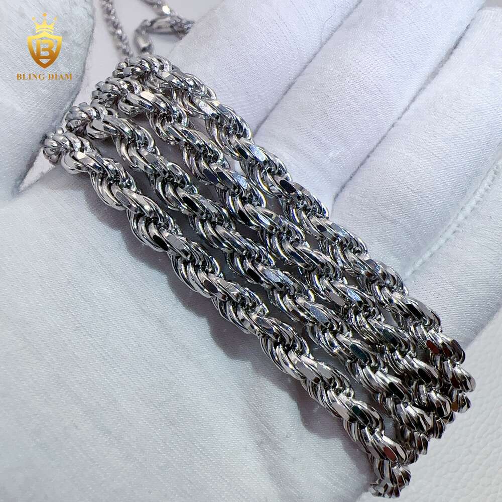 Custom Hip Hop Jewelry 6mm Classical Necklace 925 Sterling Silver Rope Chains for Men Women
