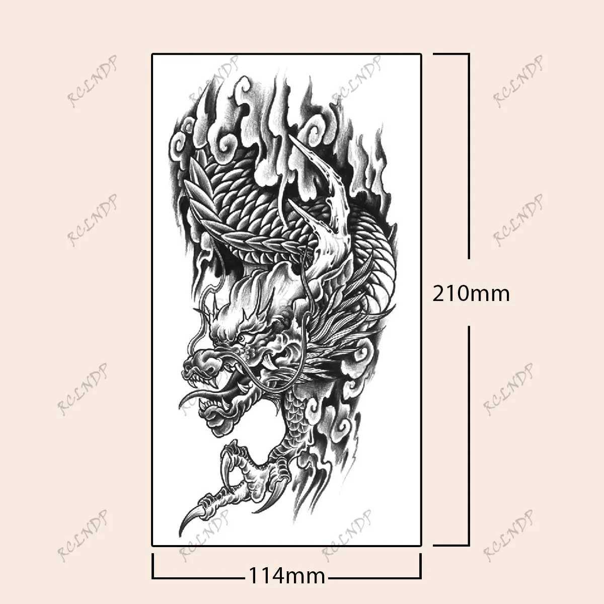 Waterproof Temporary Tattoo Sticker Chinese Dragon Big Animal Flower Cloud Arm Back Flash Tatoo Fake Tatto for Woman MenB240711