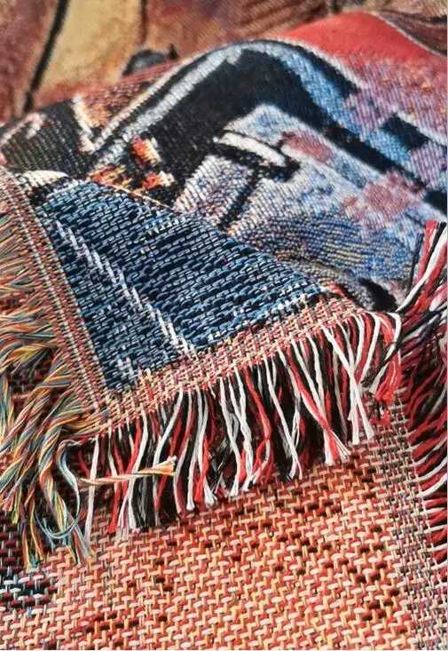 Anime Hunt Throw Woven Rug Blanket Tapestry Bedspread Outdoor Camp Beach Towels Sofa Chair Cover Mat Rug Tassel Y240730