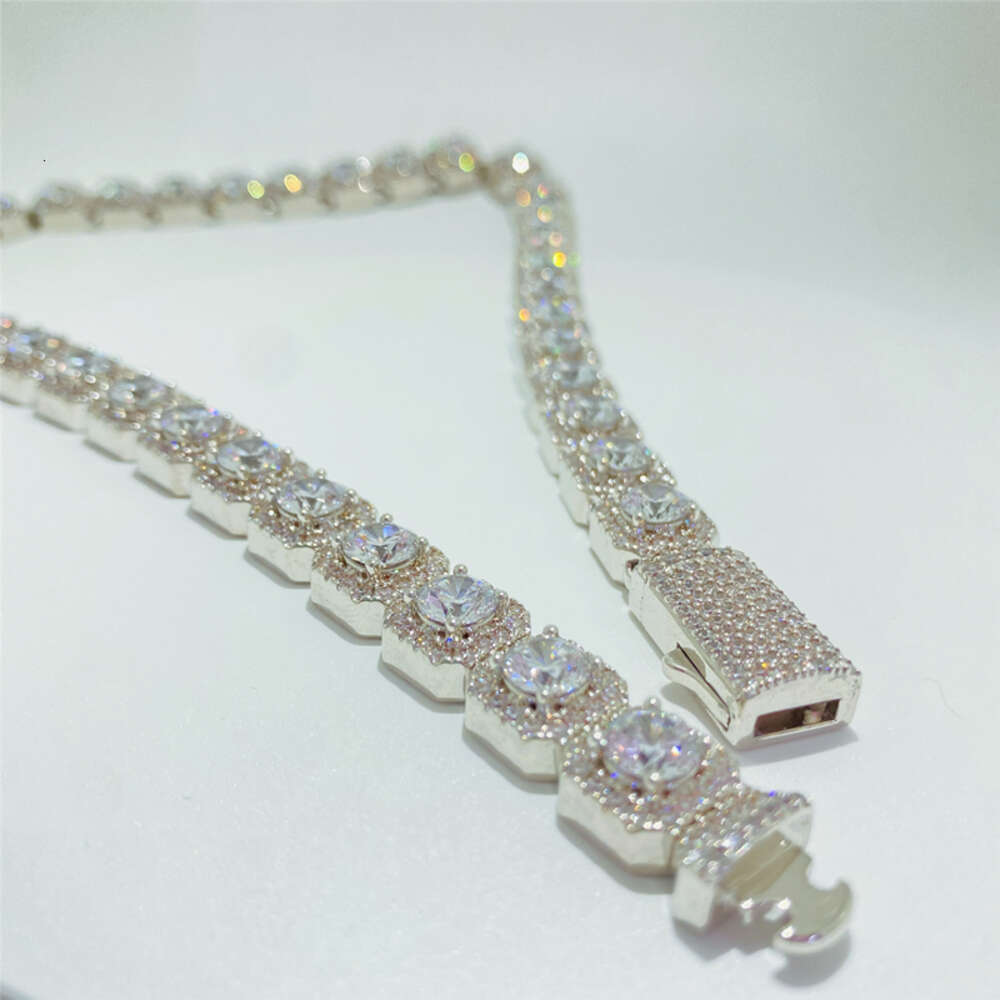 Pass Diamond Tester 10mm Rock Candy Tennis Chain Vvs d Moissanite Tennis Chain Gra Certificate Necklace Iced Out Bracelet