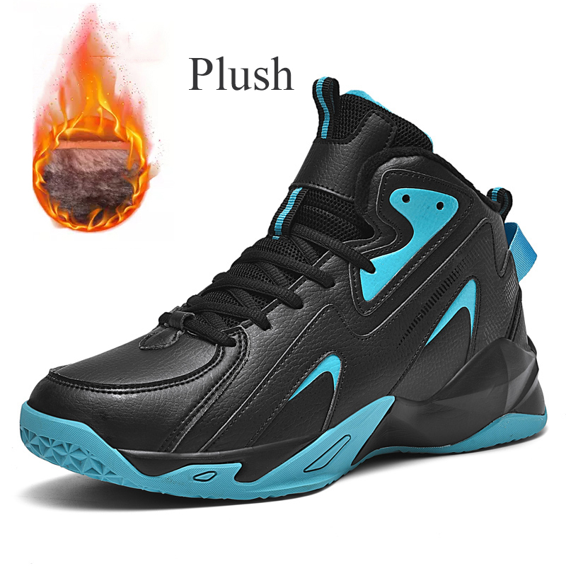 Men Basketball Shoes High Top Sneakers PU Leather Autumn Winter Plush Warm Plus Big Size 48 49 50 51 Dropshipping