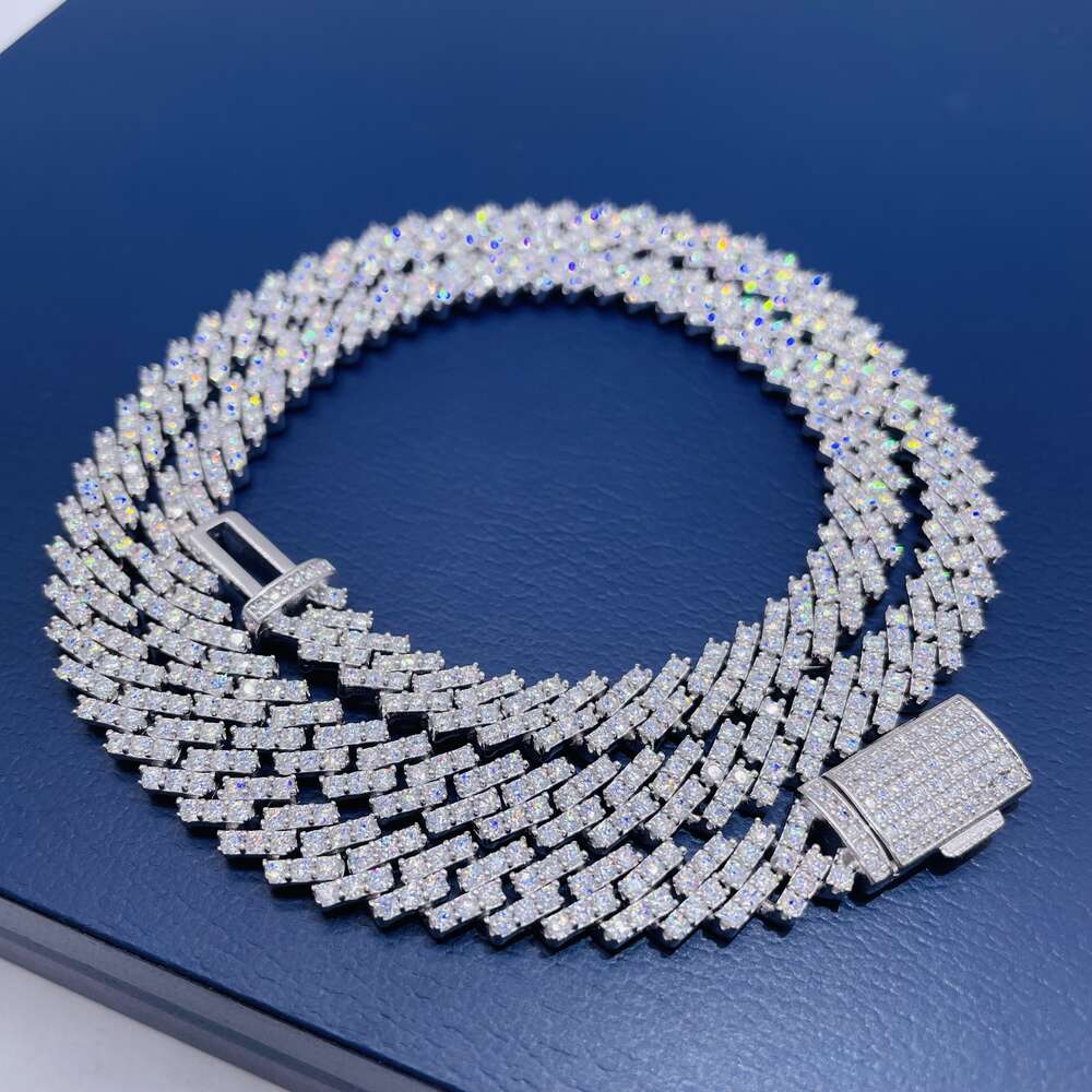 8mm Moissanite Hiphop Chain 925 Sterling Silver Fully Vvs Moissanite Cuban Link Chain for Women