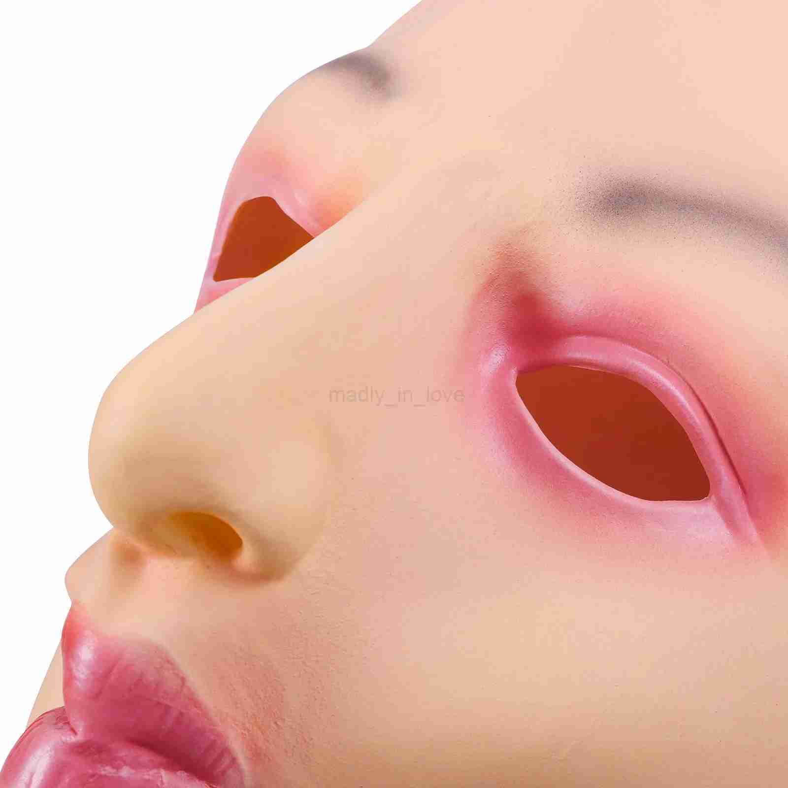 Adult Full Head Mask High Quality Female Shaped Silicone Crossdresser Headgear Halloween Cosplay Accessory Masque HorreurM240711