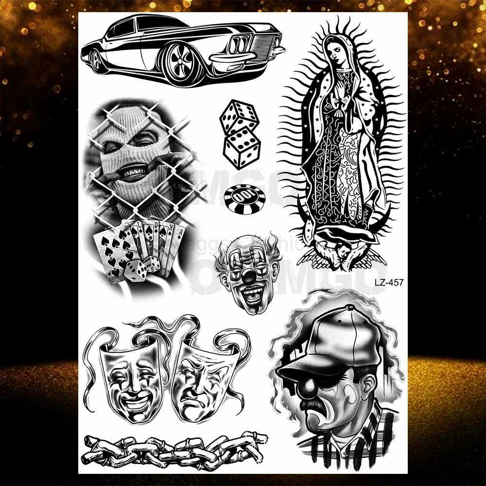 Chicano Bandit Mexico Temporary Tattoos For Men Women Fake Car Nun Tattoo religion Stickers Realistic Back Waterproof TatoosB240712