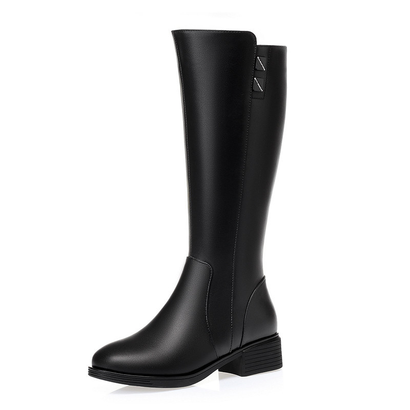 AIYUQI Women Winter Boots Large Size Winter Natural Wool Warm Genuine Leather Women Roman Boots High-top Marton Boots Ladies