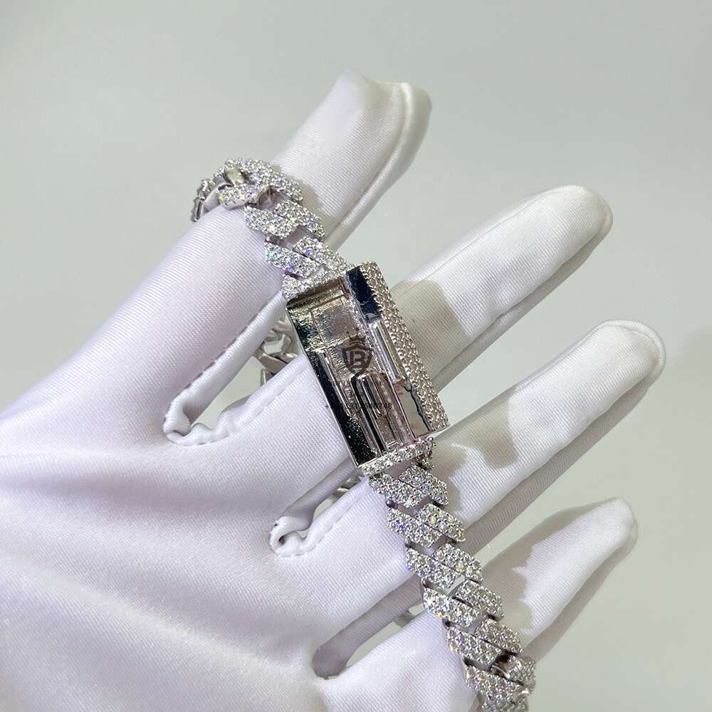 Selling Wholesale Price Custom Bling 10mm Women 25 Silver Moissanite Miami Cuban Link Bracelet