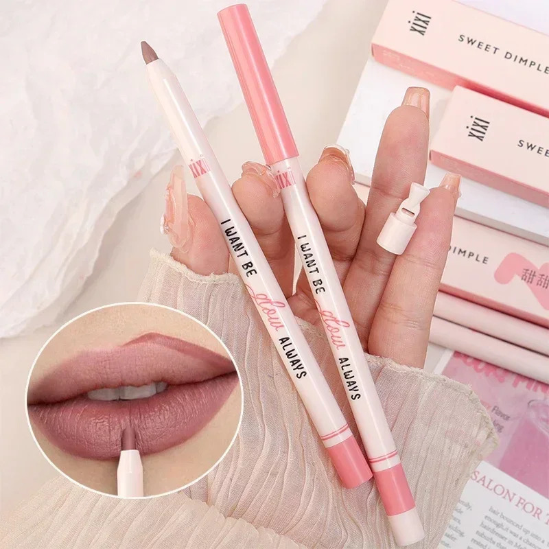 Naked pink lipliner waterproof durable smooth contour 3D lip liner non sticky cup lip liner makeup pen 240711
