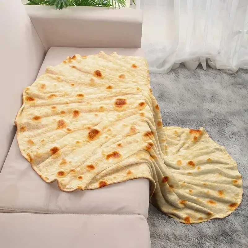 Funny Round Corn Tortilla Blanket Multi-size Soft Warm Throw Blanket for Sofa Office Bed Camping Traveling Soft Flannel Wrap Y240730