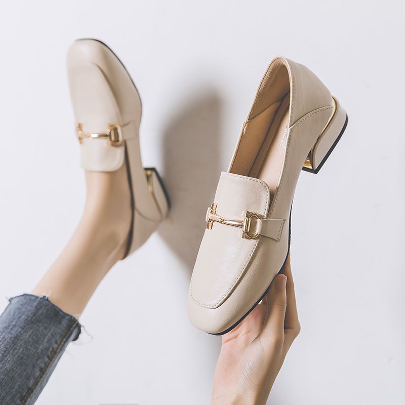 Square Toe Loafers Moccasins Formal Women's Summer Footwear Shoes for Woman 2024 Low Heel Elegant Korean Style E High Quality A