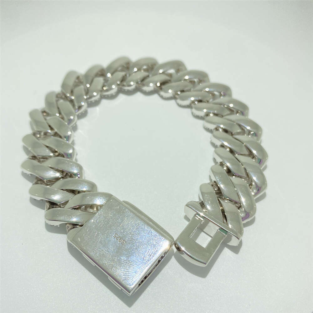 Luxury Jewelry Quality 925 Silver Diamond Cuban Chain Bracelet Set with d Color Mosan Diamond Cuban Chain Necklace