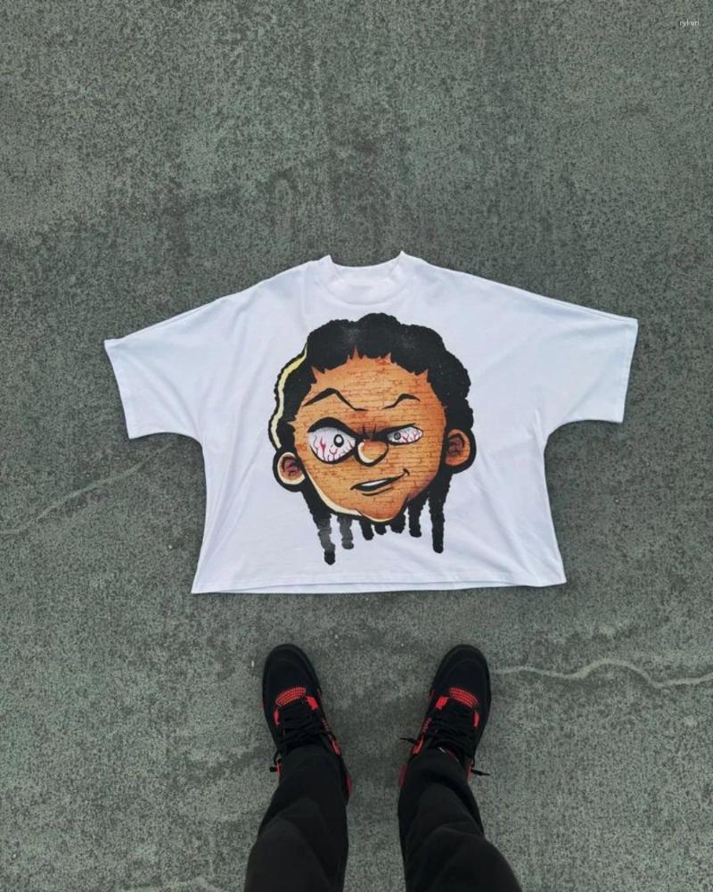 Men's T Shirts Gothic Hip Hop Graphic Full Print T-Shirts For Men Retro Tie Dye Cross Cropped Tops Oversized Loose Short Sleeve Tee