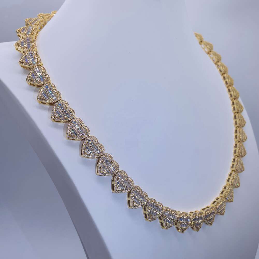 New Style Heart Charms Choker Iced Out Diamond Layer Cuban Link Diamond Luxury Chain Necklace