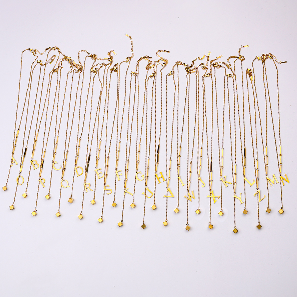 A-Z Gold 26 Initial Necklace: Stylish Stainless Steel Box Pendant Capital Letter Necklaces for Women, Girls, Students - 2024 Fashion Fine Jewelry Gift