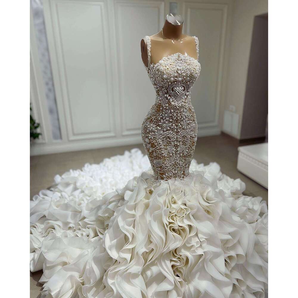 2023 Crystal Mermaid Special Dresses Sexy Sweetheart Beads Appliques Lace Bridal Gowns Custom Made Sweep Train Vestidos De Novia 0920