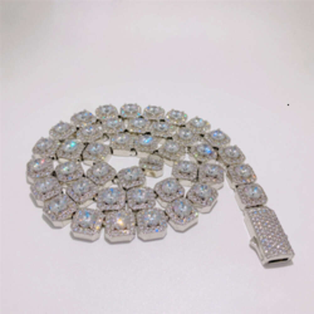 Pass Diamond Tester 10mm Rock Candy Tennis Chain Vvs d Moissanite Tennis Chain Gra Certificate Necklace Iced Out Bracelet