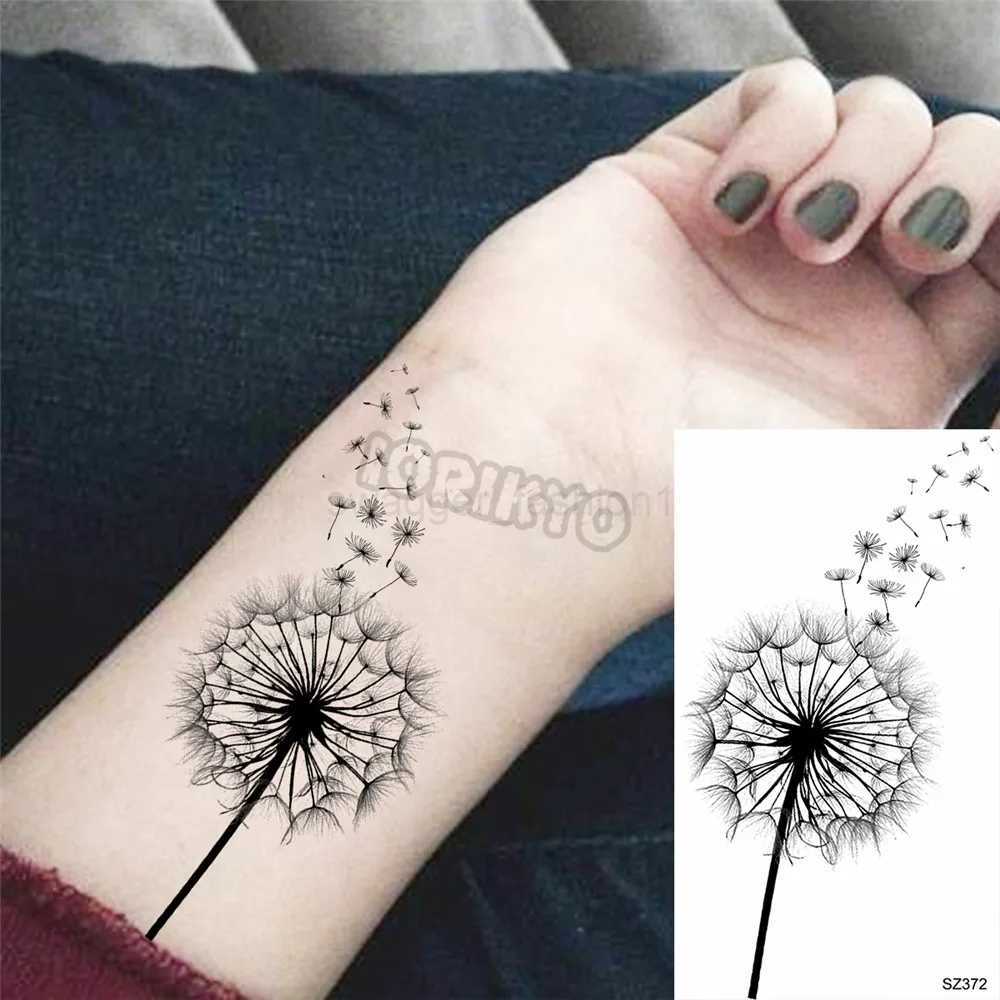Pencil Sketch Dinosaur Small Temporary Tattoos For Kids Girls Dandelion Whale Unicorn Fake Tattoo Sticker Back Arm Tatoos PartyB240712