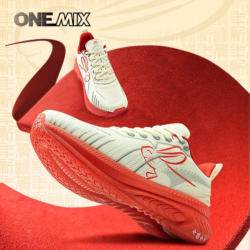ONEMIX 2024 New Sneakers Buffer Running Shoes Heavyweight Runners Men Non-slip Breathable Lightweight Outdoor Sport Shoes.