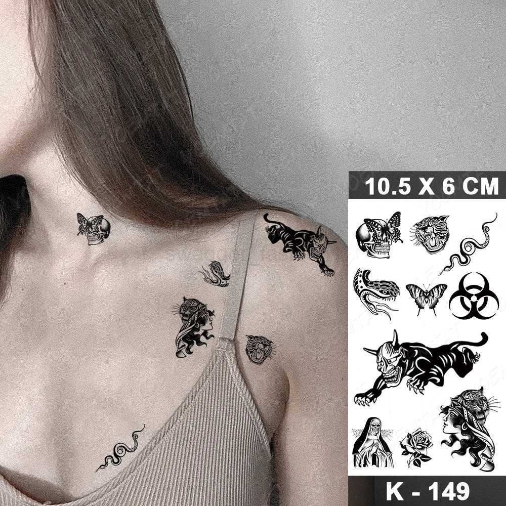 Waterproof Temporary Tattoo Sticker Old School Flash Tatoo Dark Snake Scorpion Arm Wrist Fake Tatto For Body Art Women MenB240713