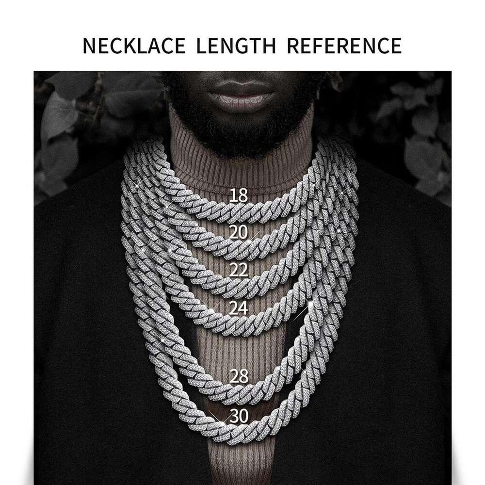 Baguette Cut 925 Silver Miami Vvs Moissanite Cuban Chain Past Diamond Tester Iced Out Men Hip Hop Cuban Link Necklace