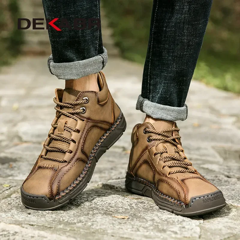 DEKABR Brand Handmade Boots For Men High Top Casual Shoes Autumn Winter Man Trend Boots Men British Style Snow Boots Footwear