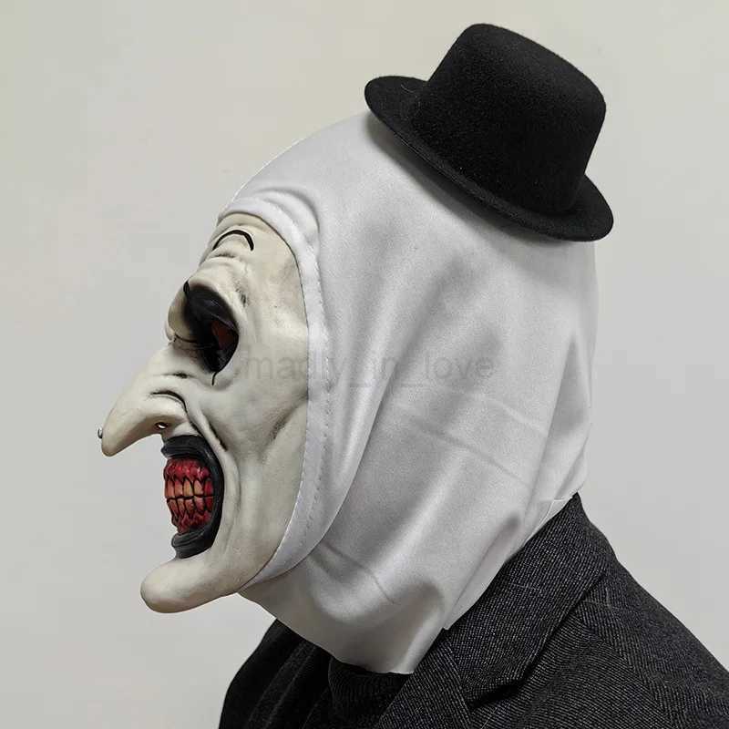 Horror Terrifier Clown Mask Cosplay Clown Funny Latex Soft Demon Evil Joker Halloween Party Costume Masks Adult One SizeM240711
