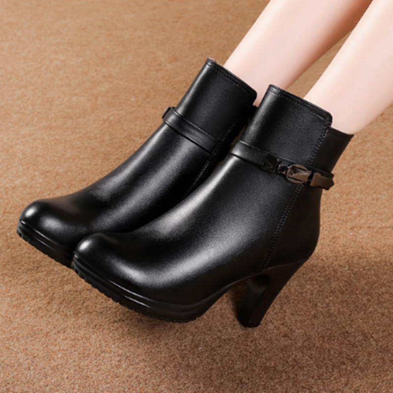 Ankle AIYUQI 2024 New Genuine Leather Winter Wool Warm Mar High-heeled Women Snow Boots 4ae8