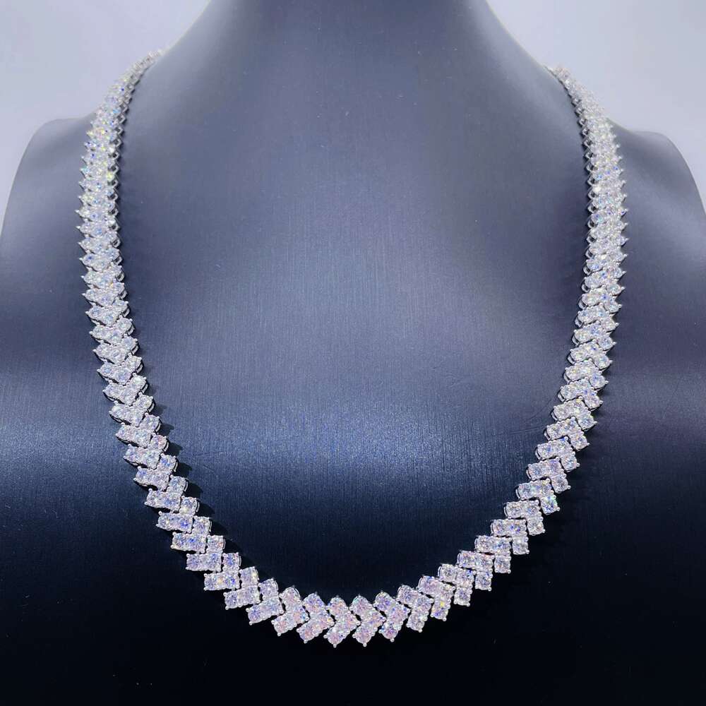 Moissanite Jewelry Hiphop Chain 10mm Cuban Mens Necklace Bling Iced Out Silver Cuban Link Chain in Stock