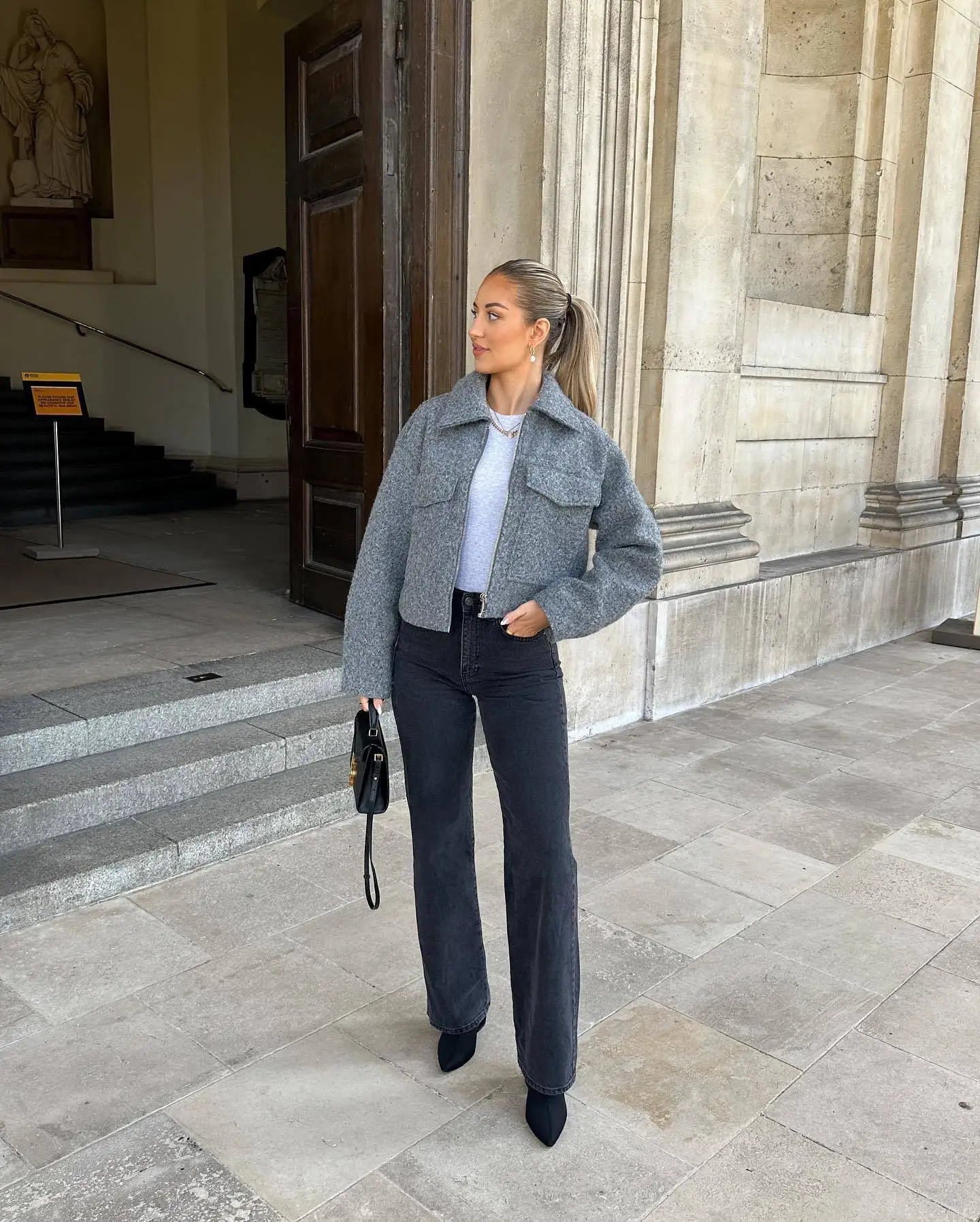 Ladies Autumn Winter Cropped Jacket Women Short Bombers Coat Tweed Pockets Outerwear Zip Crop Tops Jacket Woman Coat Female 240704