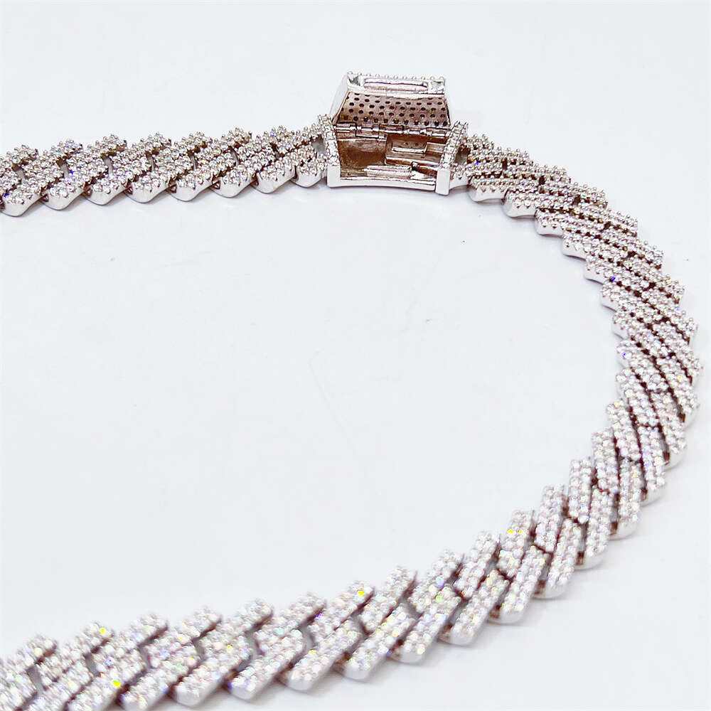 Custom 14mm Moissanite Diamond Cuban Chain Hip Hop Men Jewelry Iced Out Cuban Link Necklace