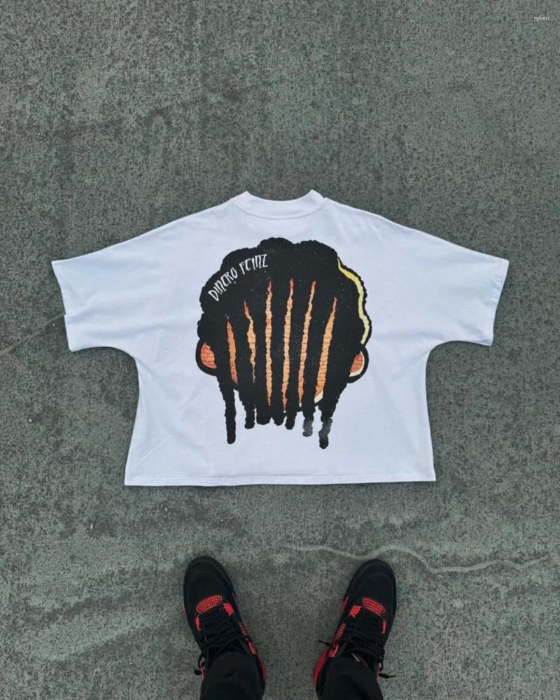 Men's T Shirts Gothic Hip Hop Graphic Full Print T-Shirts For Men Retro Tie Dye Cross Cropped Tops Oversized Loose Short Sleeve Tee