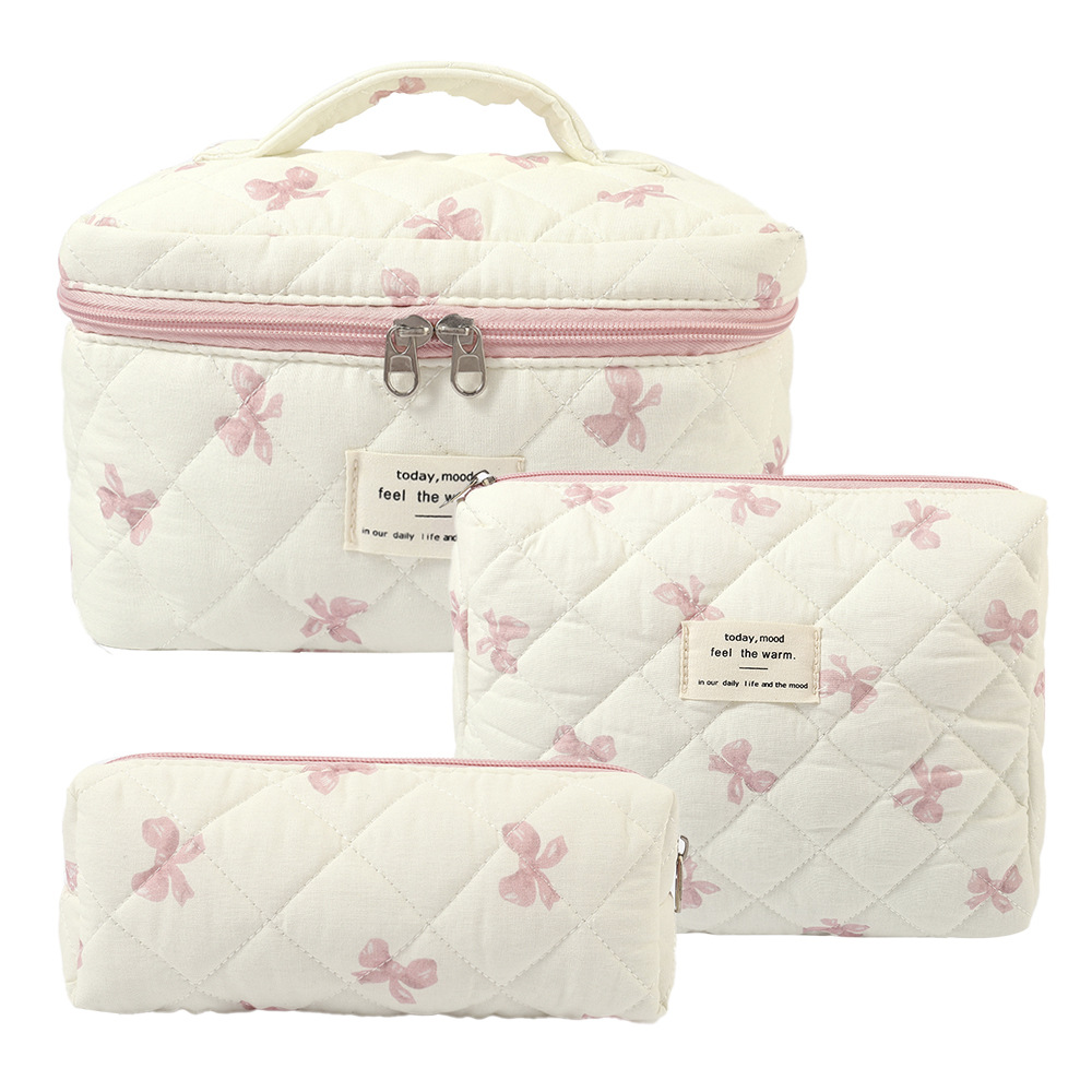 Tote bag Handheld cosmetic bag large capacity small floral storage portable quilted cotton cute flowers ins travel student
