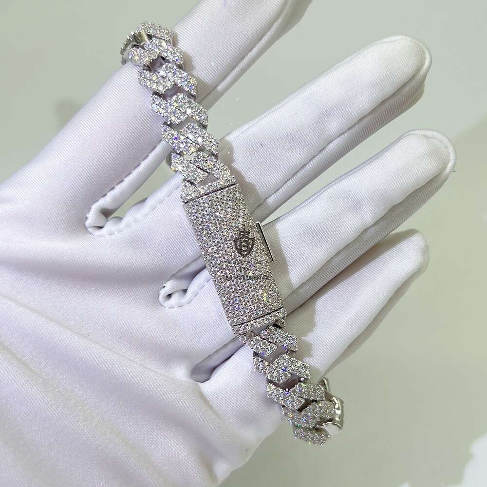 Selling Wholesale Price Custom Bling 10mm Women 25 Silver Moissanite Miami Cuban Link Bracelet