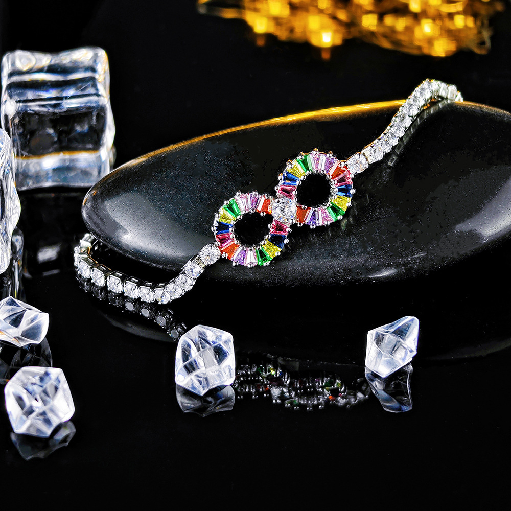 Jewellery High Quality Colorful Zircon Numeric Symbols Bangle with Crystal Rhinestone Party Gift Accessories for All Occasions Textured Statement Jewe