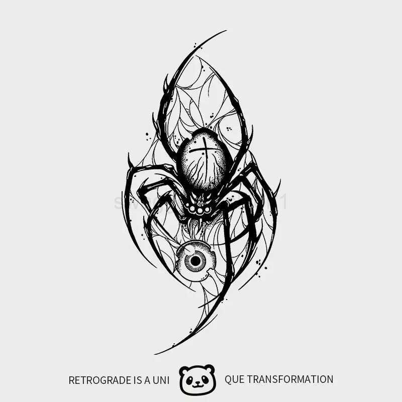 Herbal Juice Spider Eyeball Tattoo Stickers Punk Waterproof Temporary Tattoos Man Arm Art Lasting Tatoo Sticker Tatuaje TattoB240712