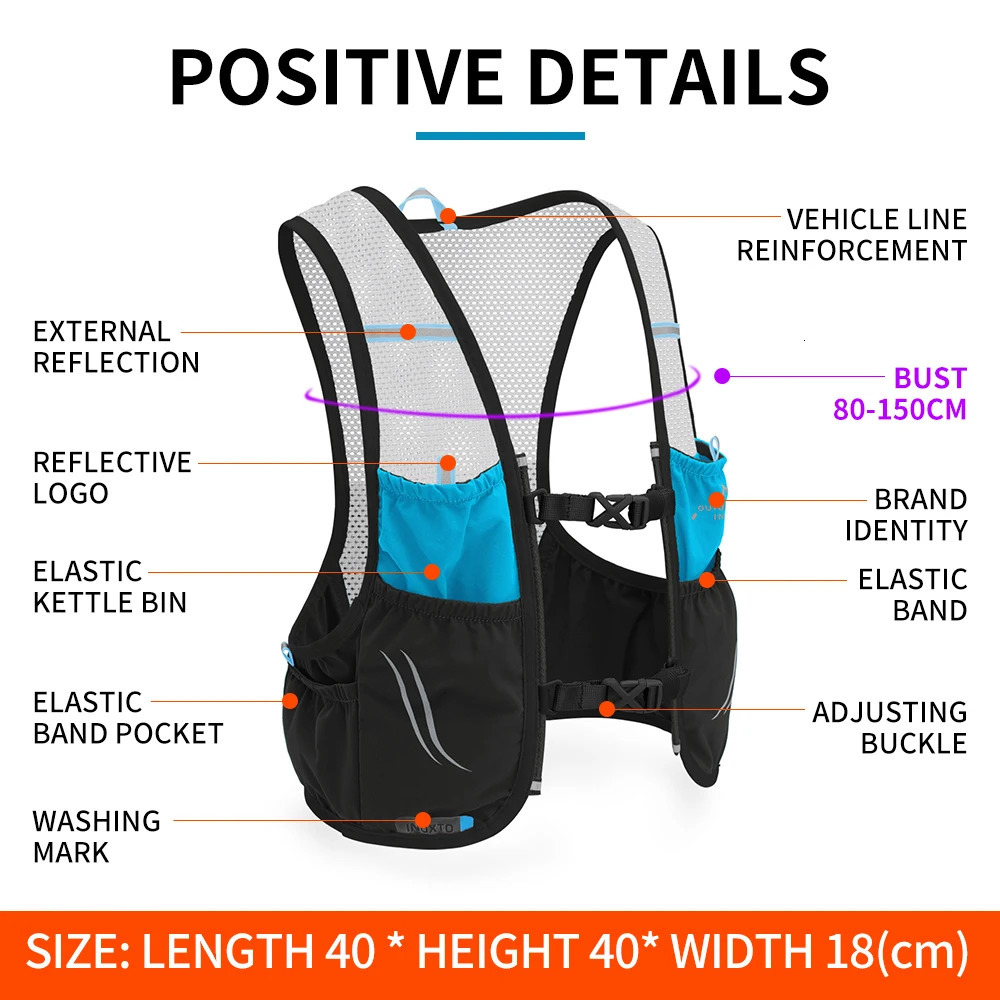 INOXTO Lightweight Running Backpack Hydration Vest Suitable for Bicycle Marathon Hiking ultra-light and portable 2L Water Bag 240627
