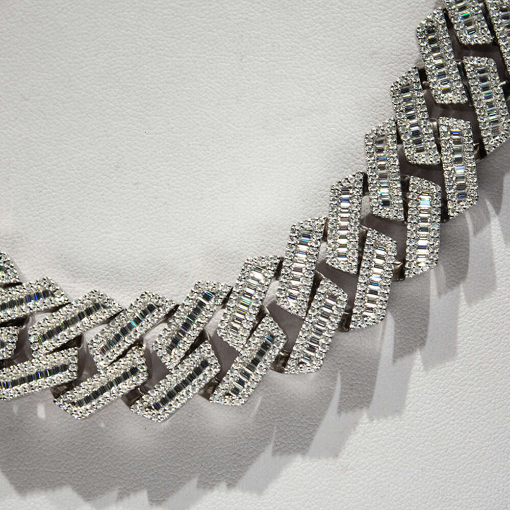Chunky Iced Out Mens Cuban Necklace Silver 925 Hip Hop 20mm Diamond Moissanite Cuban Necklace Chain