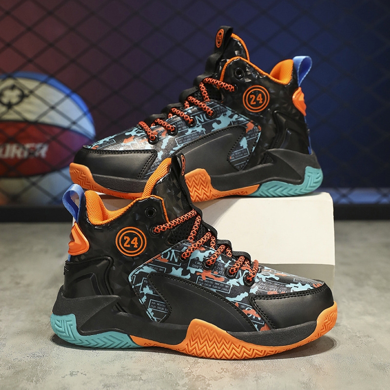 Boys' Basketball Shoes 2024: Kids' Sports Sneakers, Breathable Cotton, Blue/White