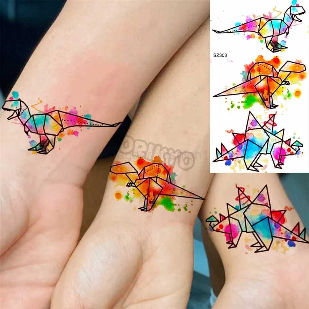 Pencil Sketch Dinosaur Small Temporary Tattoos For Kids Girls Dandelion Whale Unicorn Fake Tattoo Sticker Back Arm Tatoos PartyB240712