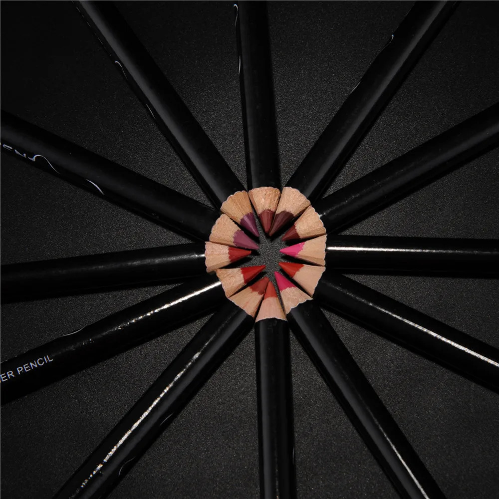 12 pieces/set professional matte lip liner pencil set waterproof durable smooth natural lipliner cosmetics tool set 240711