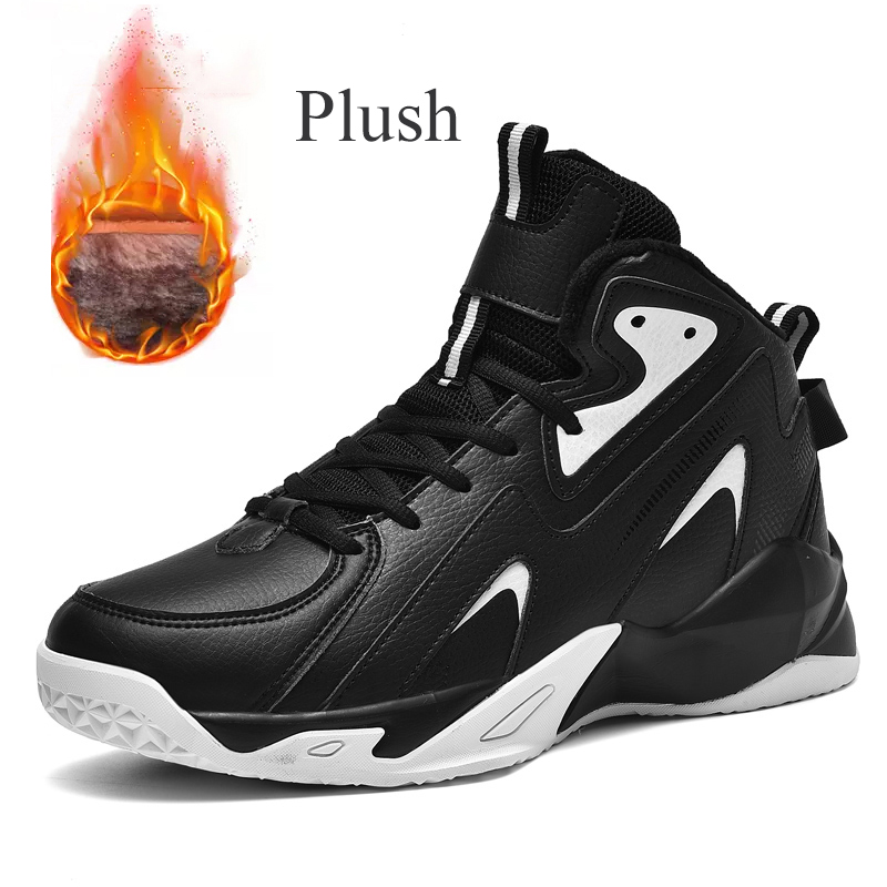 Men Basketball Shoes High Top Sneakers PU Leather Autumn Winter Plush Warm Plus Big Size 48 49 50 51 Dropshipping
