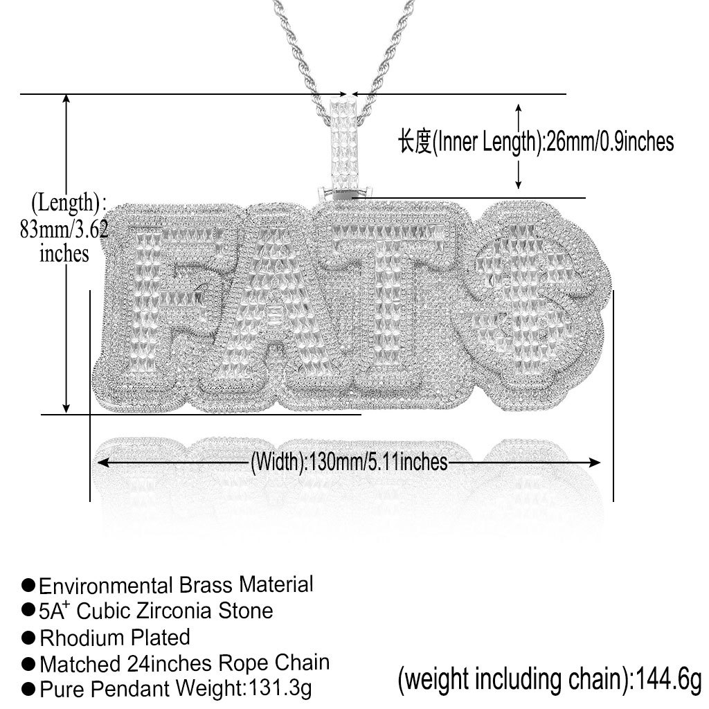Men Women New Fashion Big Size Yellow White Gold Plated Full Bling moissanite Stone DIY Custom Name Letter Pendant Necklace with 3mm 24inch Rope Chain