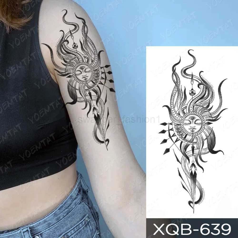 Waterproof Temporary Tattoo Sticker Fire Phoenix Bird Dragon Animal Black Geometric Festival Body Art Arm Fake Tattoos Men WomenB240713
