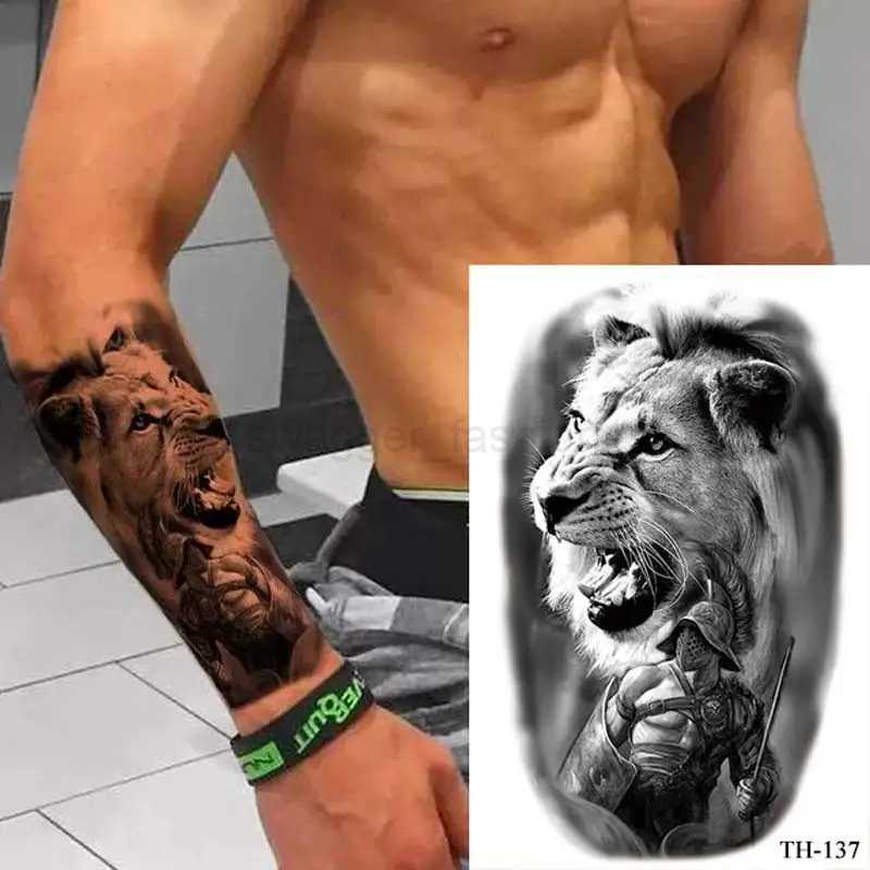 Black Forest Temporary Tattoos for Men Animal Tiger Wolf Tattoo Sticker Fake Tattoo for Women Hand Arm Tatoo WaterproofB240712