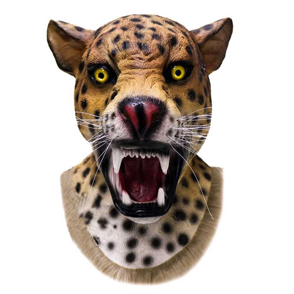 Realistic Latex Lion mask Animal Tiger Mask Wild Cat Leopard Cheetah Halloween Latex Mask Party CosplayM240711