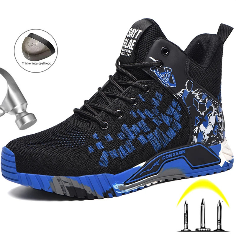Steel Toe Safety Shoes Men lightweight Indestructible New Boots Anti-puncture Work Sneakers Male 240703