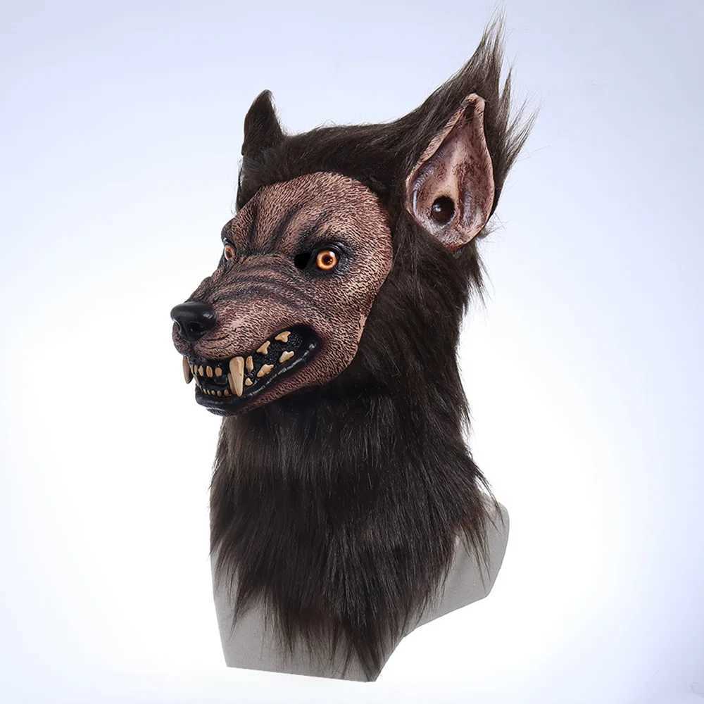 Animal Wolf Latex Mask Werewolf Light-up Realistic And Fierce Carnival Headgear Costume Halloween Cosplay Party PropsM240711