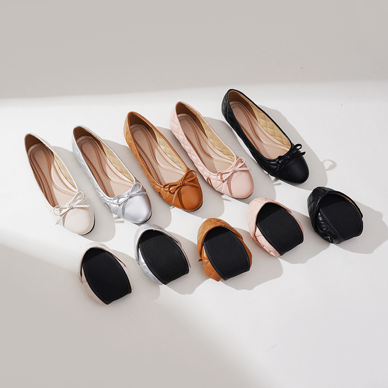 bowtie Leather Patchwork c2ba1 Designer flats women comfy pregnant shoes female sier glitter loafers bow moccasins plus size 42 43