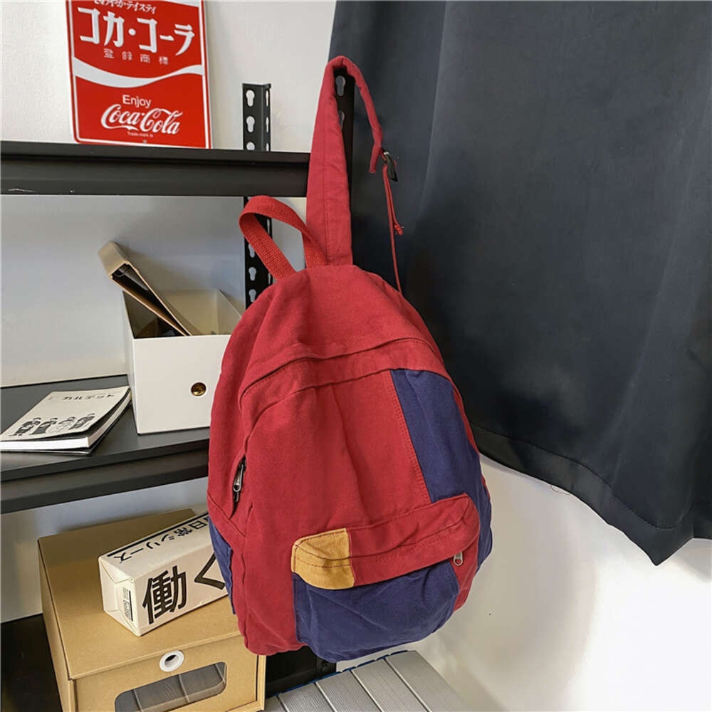 Bags for Women 2024 High Quality Large Capacity Couple Backpack Patchwork Leisure Student Fashion Versatile Canvas Bag H7.11#38 e53b7